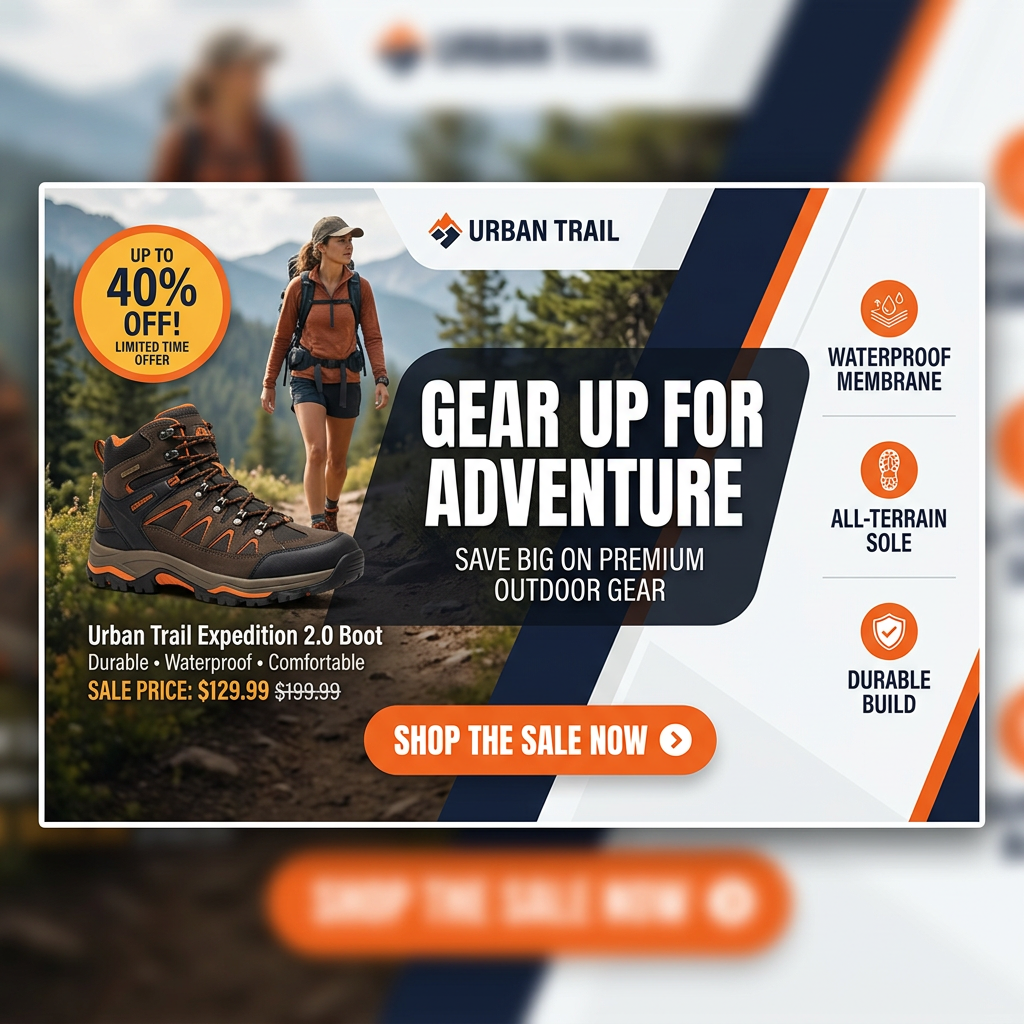 E-commerce promotional banner with product highlight